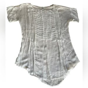 Free People New Romantics Womens Medium Blouse Top Beige Sheer Oversized